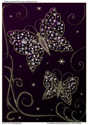 Snowflakes Butterflies & Swirls ( Dark Purple)