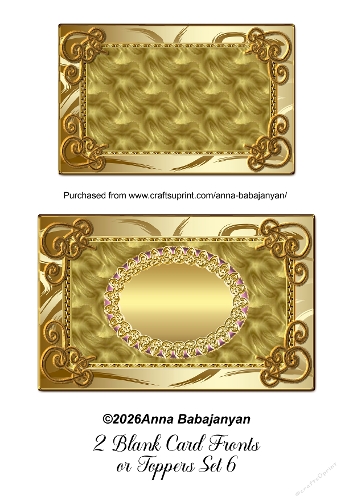2 Blank Card Fronts or Toppers Set 6