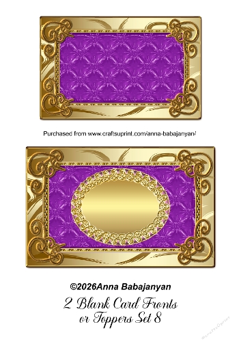 2 Blank Card Fronts or Toppers Set 8
