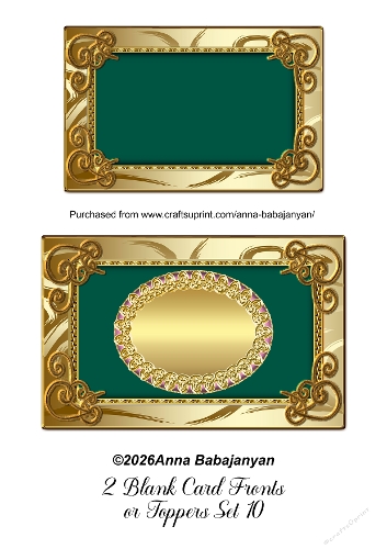 2 Blank Card Fronts or Toppers Set 10