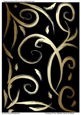 Thinking of You Metallic Swirls on Black