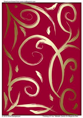 Thinking of You Metallic Swirls on Magenta Red