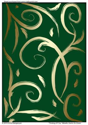 Thinking of You Metallic Swirls on Green