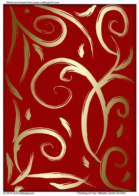 Thinking of You Metallic Swirls on Red