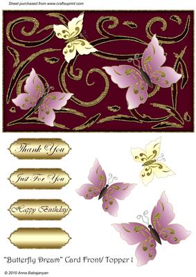 Butterfly Dream Card Front / Topper 1
