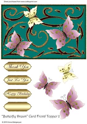Butterfly Dream Card Front / Topper 2