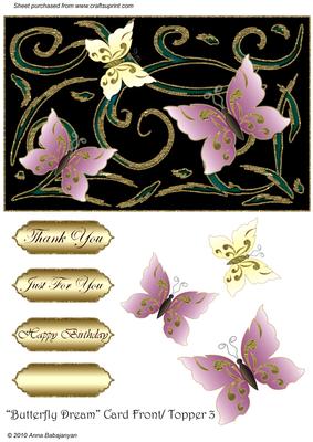 Butterfly Dream Card Front / Topper 3