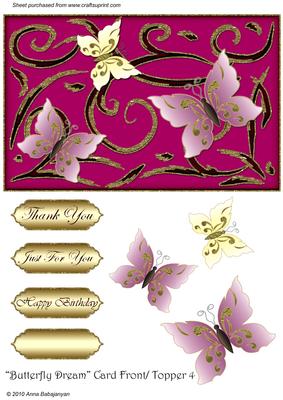 Butterfly Dream Card Front / Topper 4