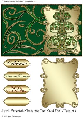 Swirly Freestyle Christmas Tree Card Front / Topper 1