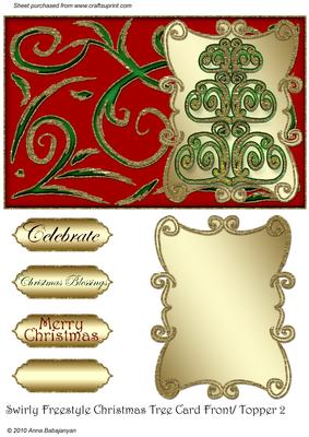 Swirly Freestyle Christmas Tree Card Front / Topper 2