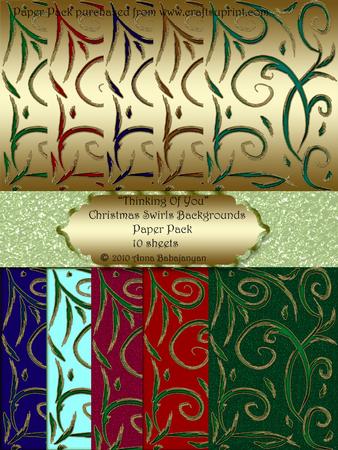Thinking of You Christmas Swirls Backgrounds Paper Pack