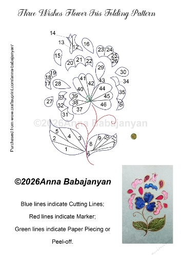 Three Wishes Flower Iris Folding Pattern