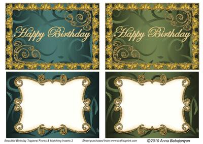 Beautiful Birthday Toppers/ Fronts & Matching Inserts 2