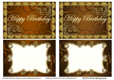 Beautiful Birthday Toppers/ Fronts & Matching Inserts 4