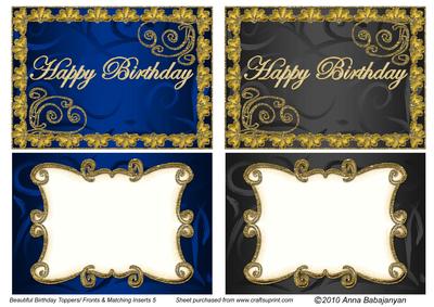 Beautiful Birthday Toppers/ Fronts & Matching Inserts 5