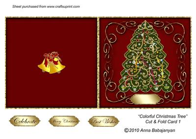 Colorful Christmas Tree Cut & Fold Card 1
