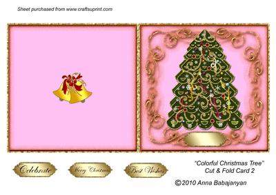 Colorful Christmas Tree Cut & Fold Card 2