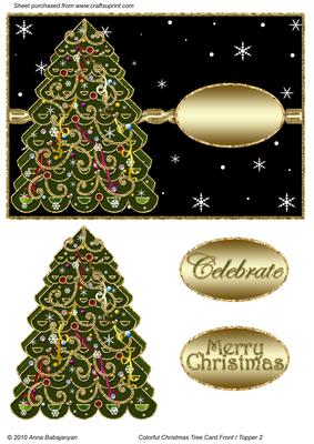 Colorful Christmas Tree Card Front / Topper 2