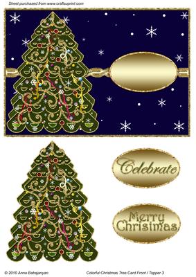Colorful Christmas Tree Card Front / Topper 3