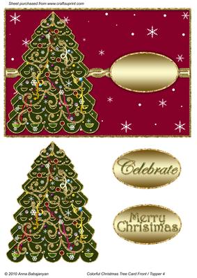 Colorful Christmas Tree Card Front / Topper 4