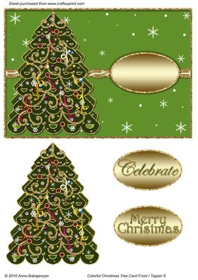 Colorful Christmas Tree Card Front / Topper 5