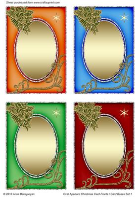 Oval Aperture Christmas Card Fronts /card Bases Set 1