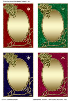 Oval Aperture Christmas Card Fronts /card Bases Set 2