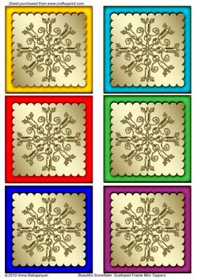 Beautiful Snowflake Scalloped Frame Mini Toppers