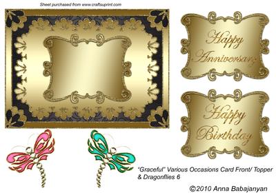 Graceful Various Occasions Card Front/topper & Dragonflies