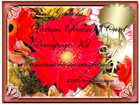 Red Gerbera Various Occasions Card Decoupage Kit