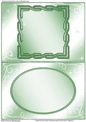 Twisted & Oval Frame Christmas Blank Card Fronts/ Toppers 4