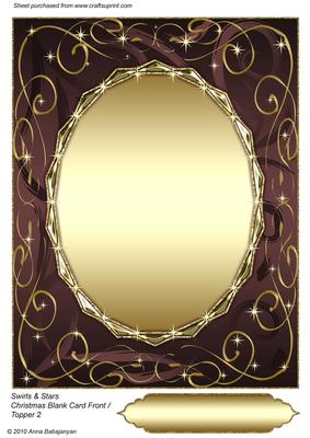 Swirls & Stars Christmas Blank Card Front / Topper 2