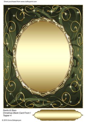 Swirls & Stars Christmas Blank Card Front / Topper 4