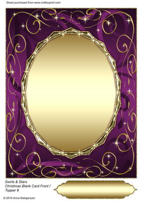 Swirls & Stars Christmas Blank Card Front / Topper 6