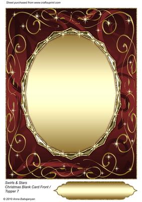 Swirls & Stars Christmas Blank Card Front / Topper 7