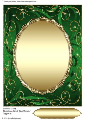 Swirls & Stars Christmas Blank Card Front / Topper 9