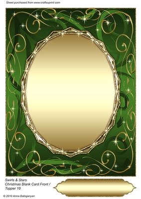 Swirls & Stars Christmas Blank Card Front / Topper 10