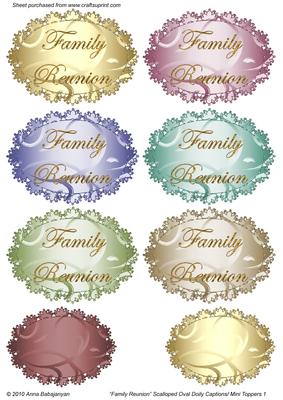 Family Reunion Scalloped Oval Doily Captions/mini Toppers 1