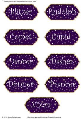 Reindeer Names Christmas Embellishments 4