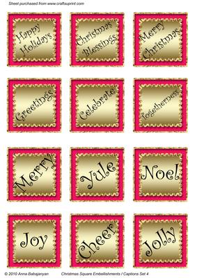 Christmas Square Embellishments / Captions Set 4