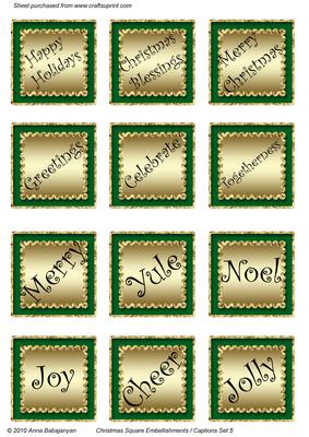 Christmas Square Embellishments / Captions Set 5