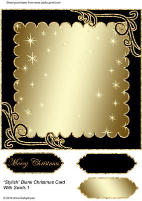 Stylish Blank Christmas Card with Swirls 1
