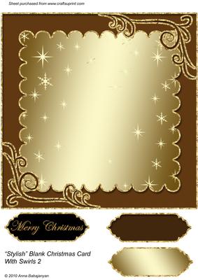 Stylish Blank Christmas Card with Swirls 2