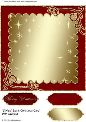Stylish Blank Christmas Card with Swirls 3