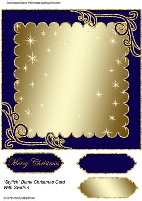 Stylish Blank Christmas Card with Swirls 4