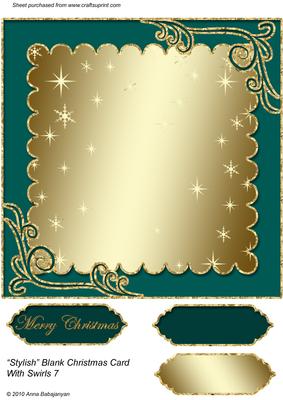 Stylish Blank Christmas Card with Swirls 7