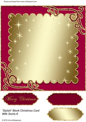 Stylish Blank Christmas Card with Swirls 8