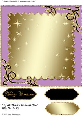 Stylish Blank Christmas Card with Swirls 10