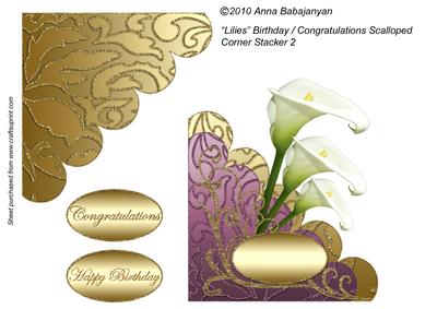 Lilies Birthday / Congratulations Scalloped Corner Stacker