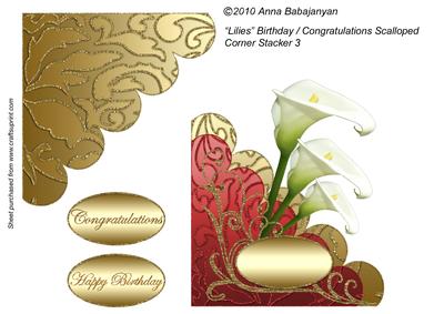 Lilies Birthday / Congratulations Scalloped Corner Stacker
